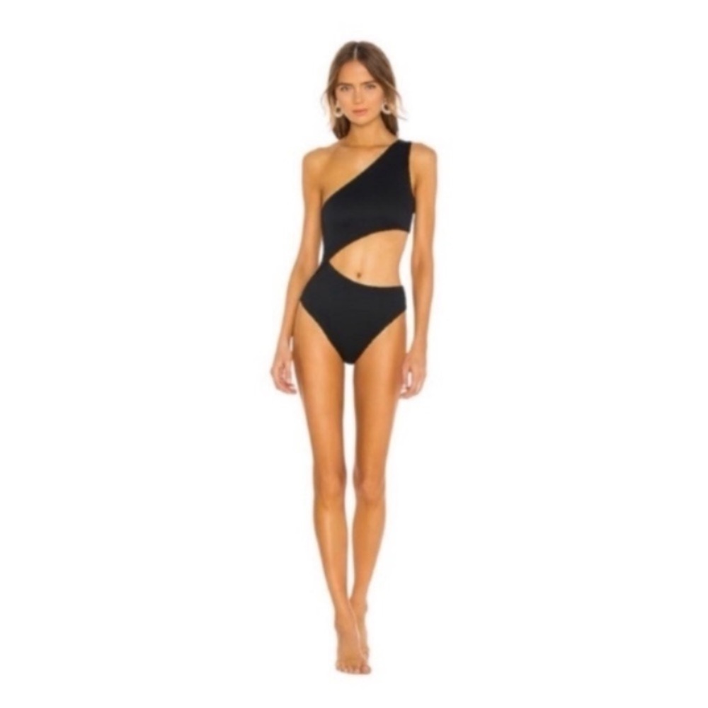 Beach Riot Black One-Shoulder One Piece - Picture 2 of 11